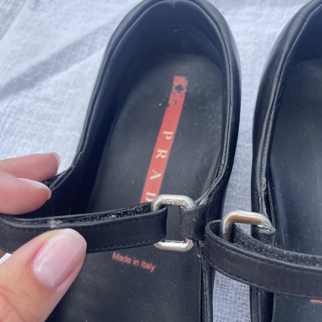 靴 PRADA SPORT Mary Jane Enamel Leather Prada Sport Black Leather Mary Jane Sneakers Flats – AvaMaria