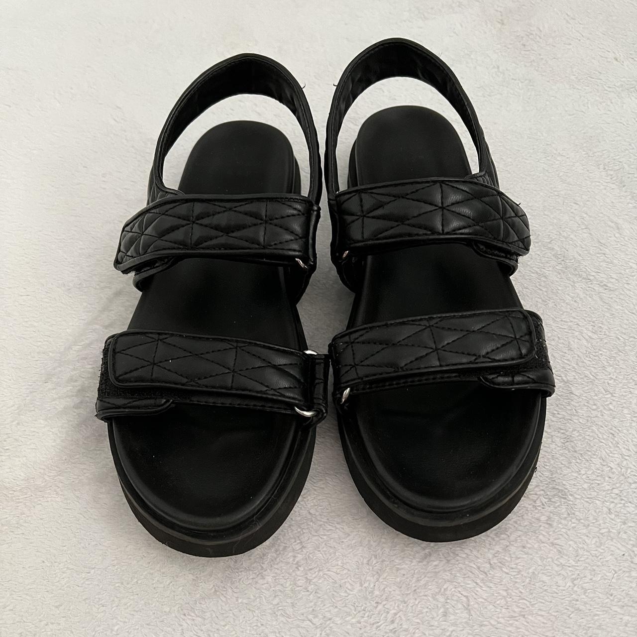 Target Chunky Velcro Strap Sandals Black Super Depop