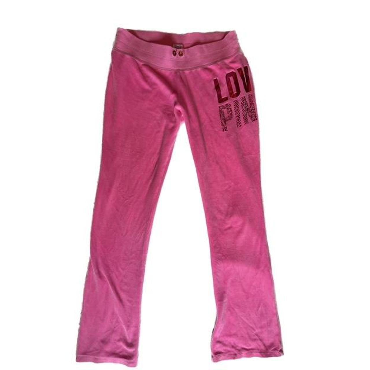 y2k low rise Victoria's Secret pink sweatpants Size - Depop
