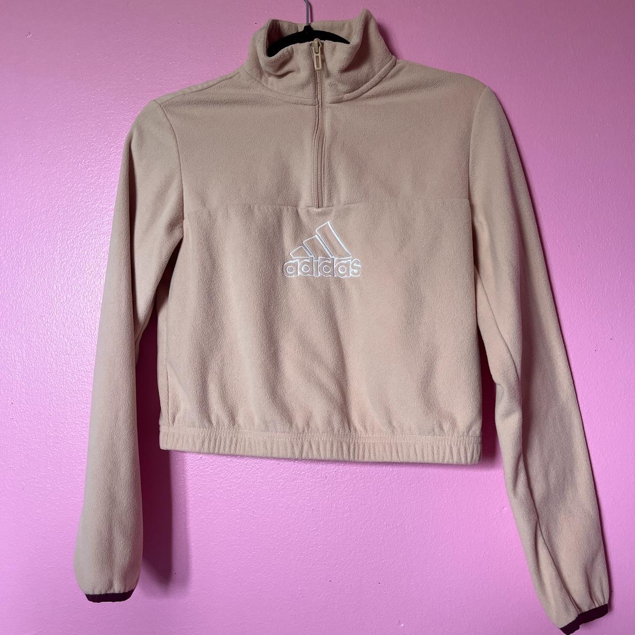 adidas peach 3 4 zip fleece jumper. xs 4 6. worn but. Depop