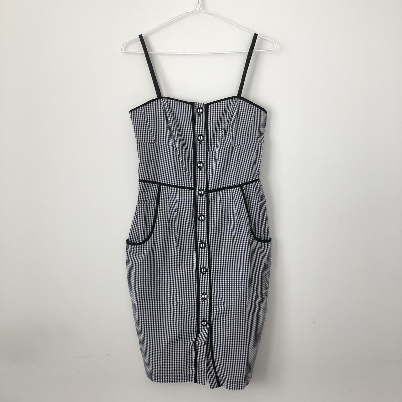 Shona Joy black and white button up dress. Size 8... - Depop