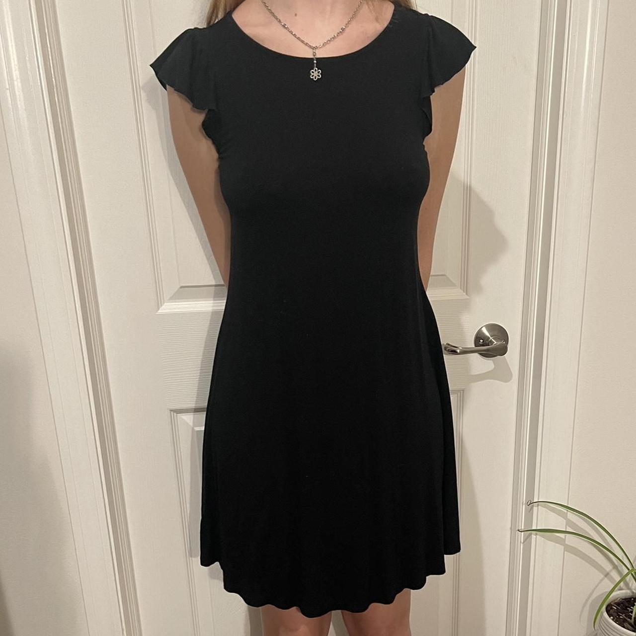 Old Navy Black Knit Cotton Mini Dress Size S Waist... - Depop