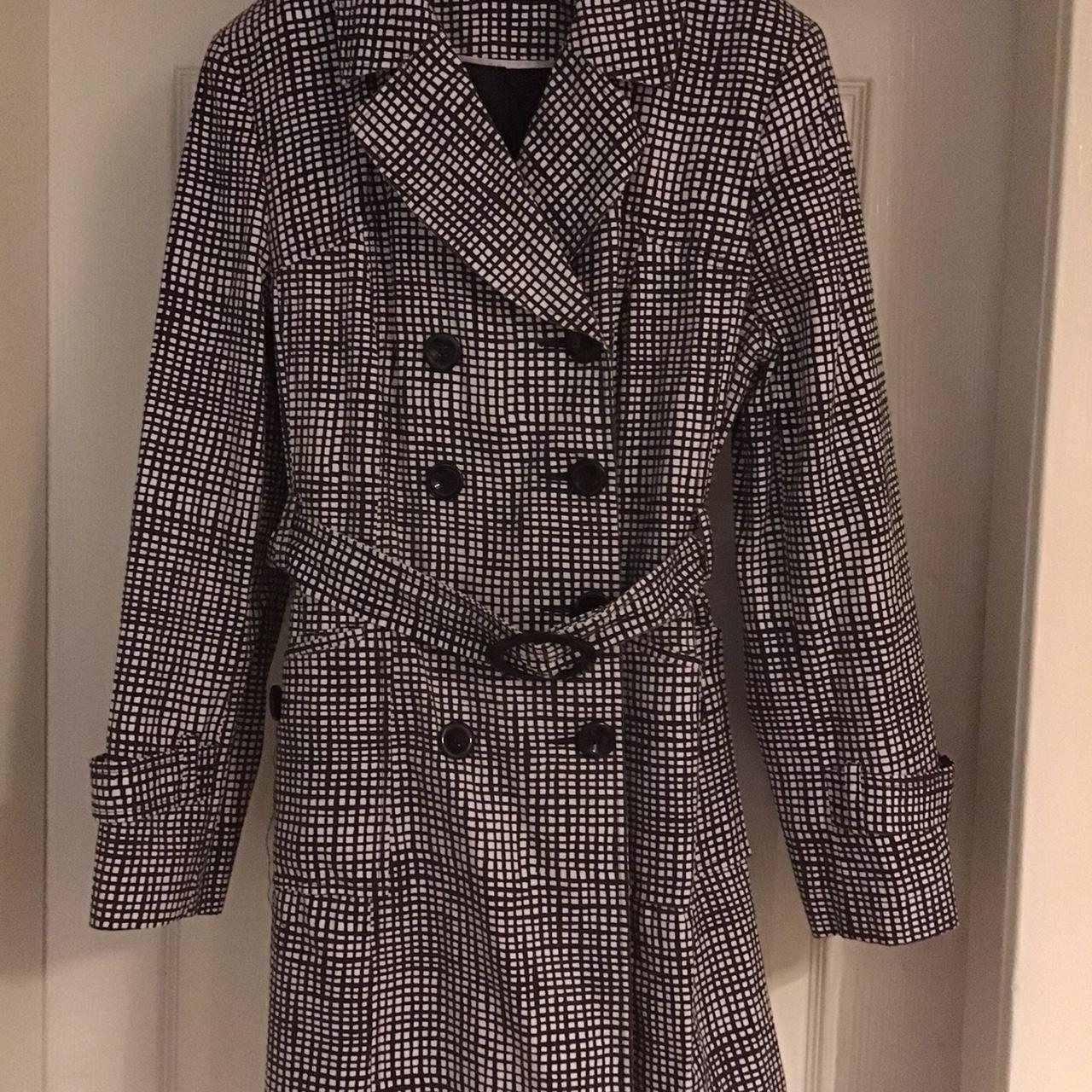 F&F ladies black and white raincoat size 14. Button... - Depop