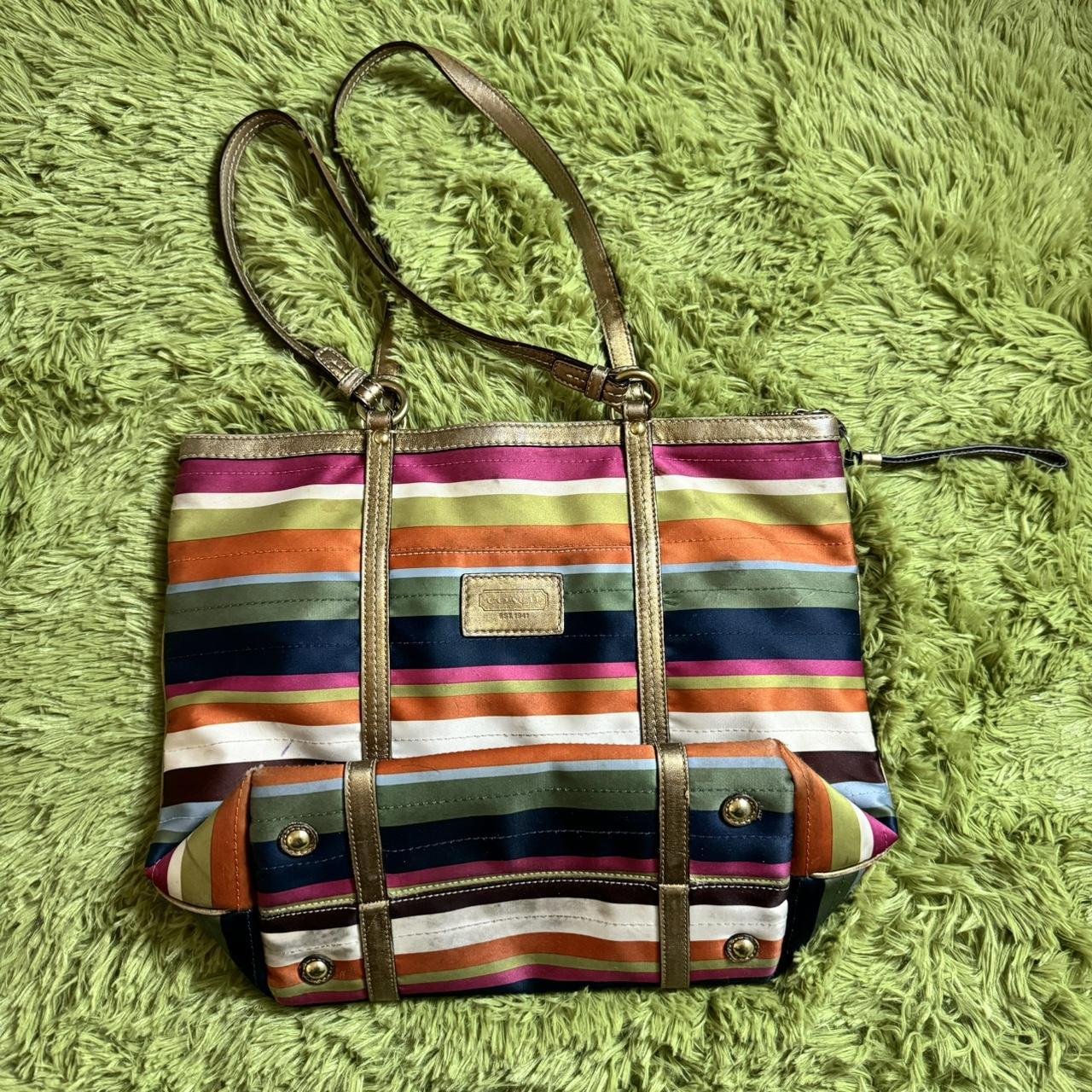 Sell Coach Hamptons Weekend Stripe Shoulder Bag - Multicolor |  HuntStreet.com