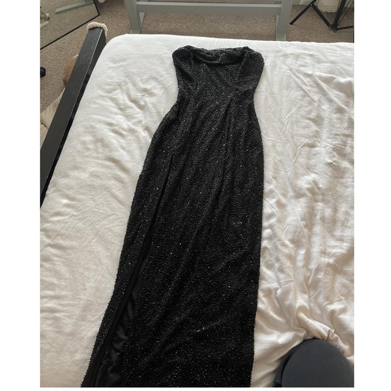 Oh Polly black beaded maxi dress Size 6 but fits... - Depop