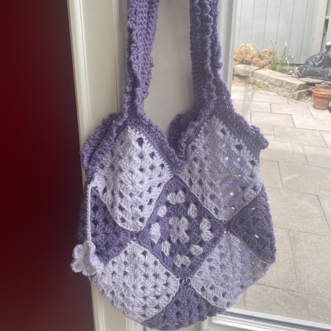 Colorful handmade (by me) crochet tote. Both sides - Depop