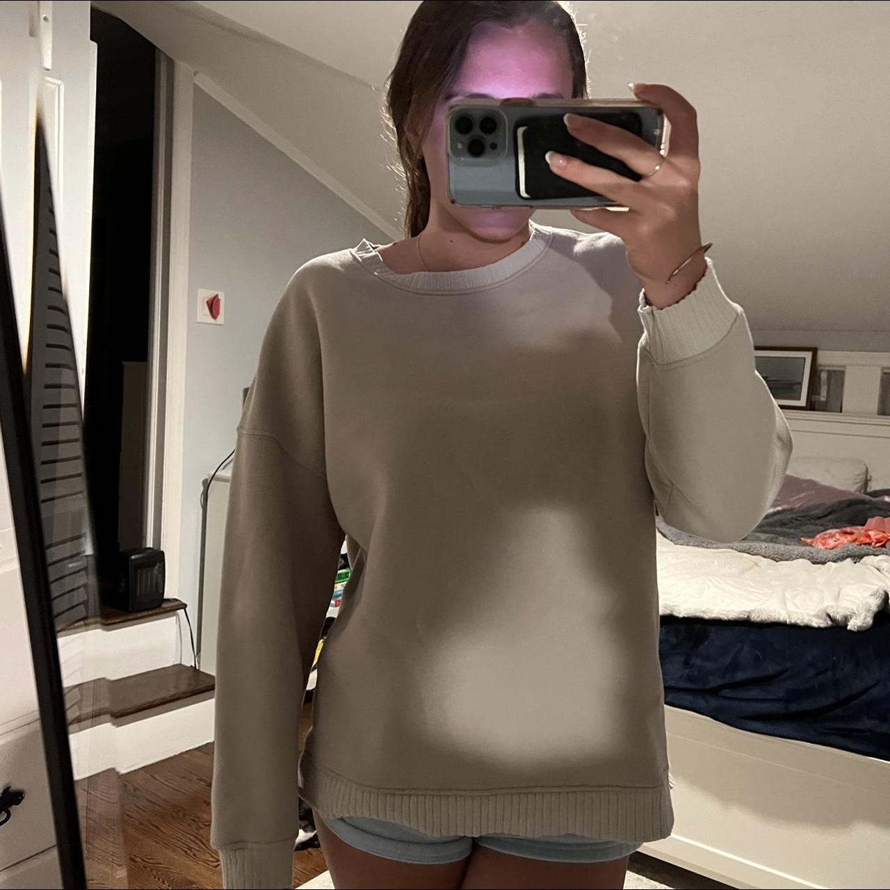 Beige/cream Zara crew neck sweater. Super cute and... Depop