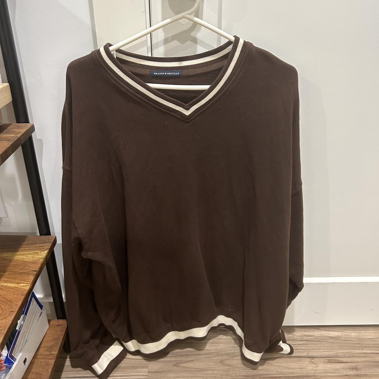 Brandy Melville Brown and White Sweater Depop