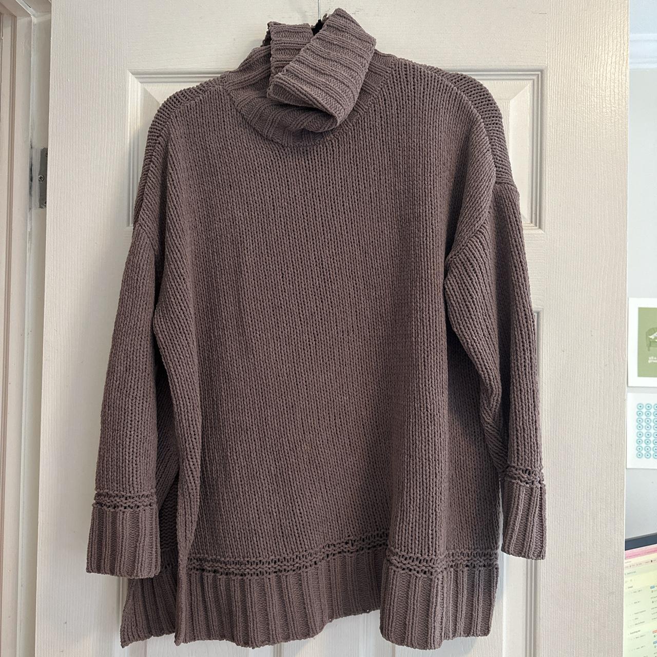 Aerie taupe chenille oversized turtleneck sweater.... - Depop