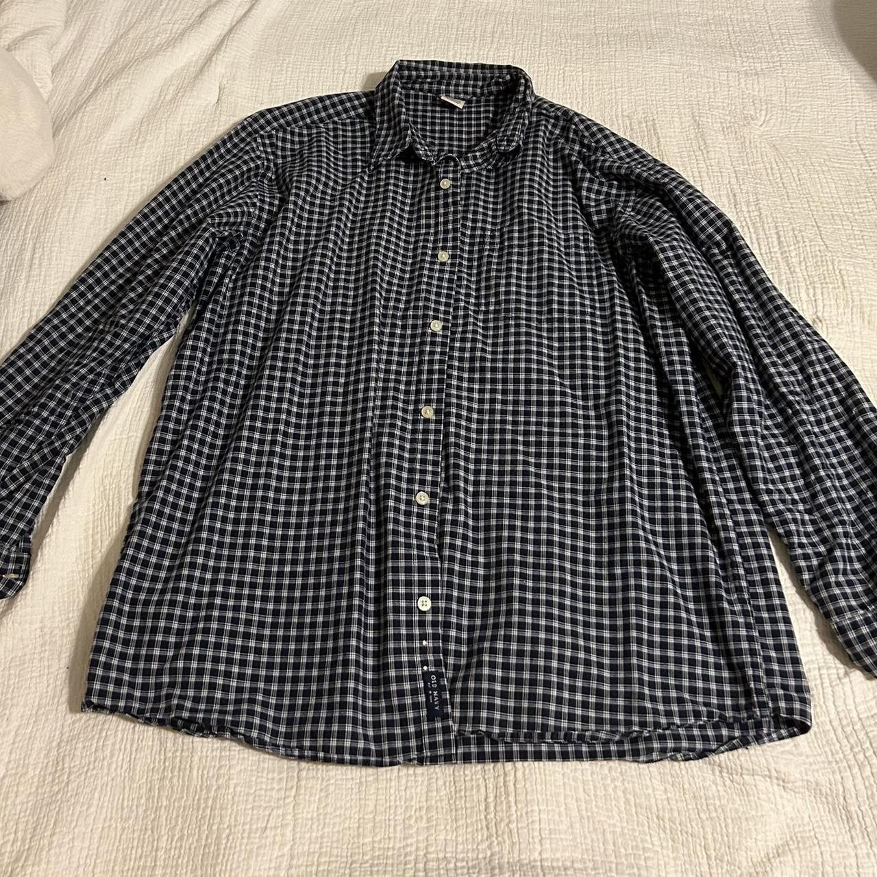 Men’s large blue and white plaid shirt, super cute... - Depop