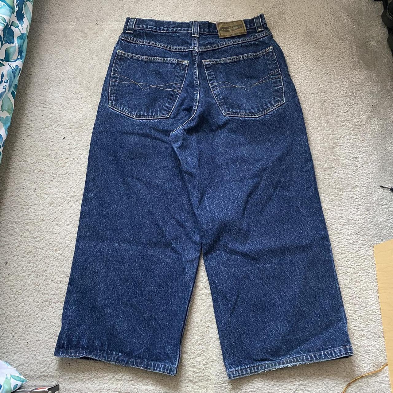 vintage anchor blue huge jeans barely worn and... - Depop