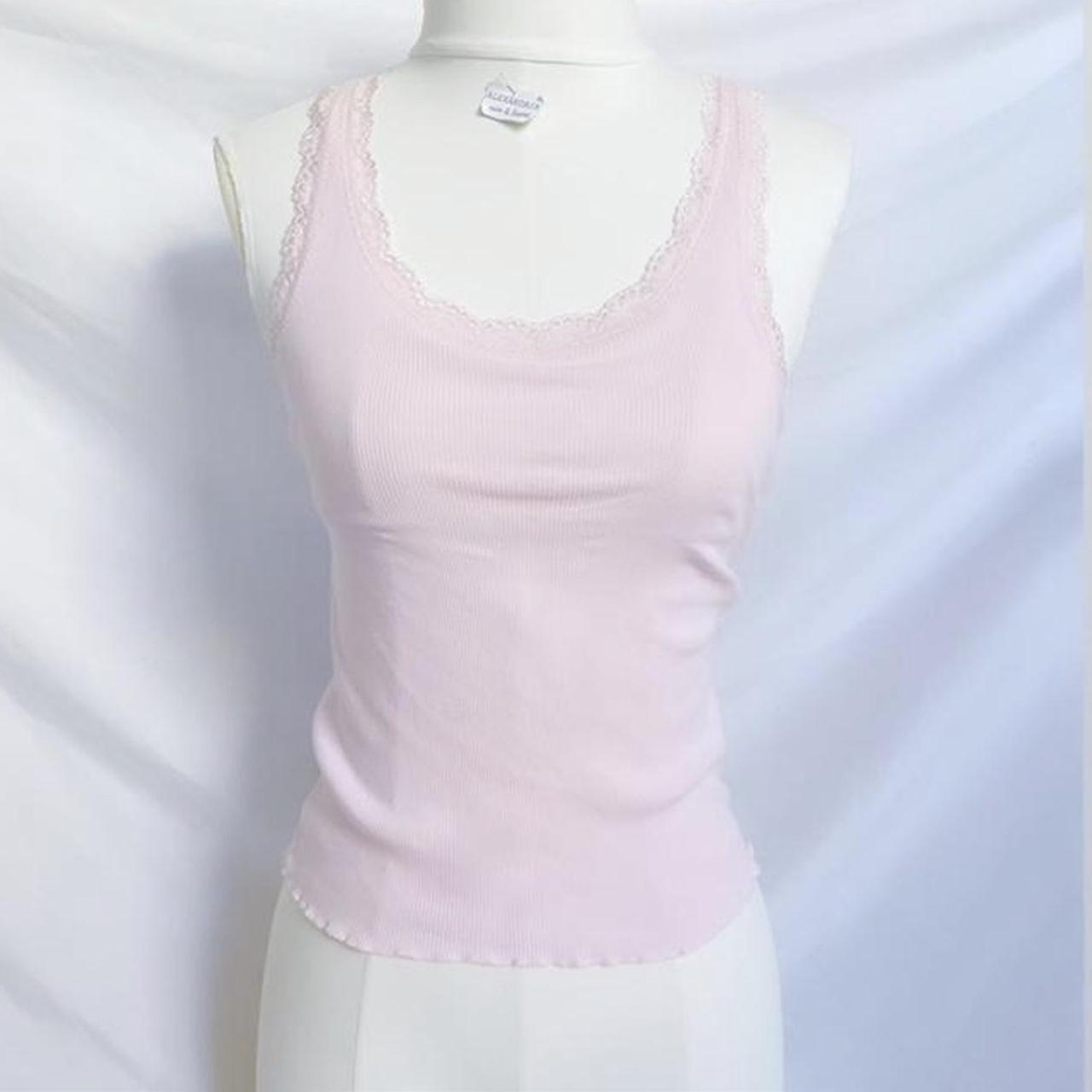 Adorable light pink / baby pink tank top with lace... Depop