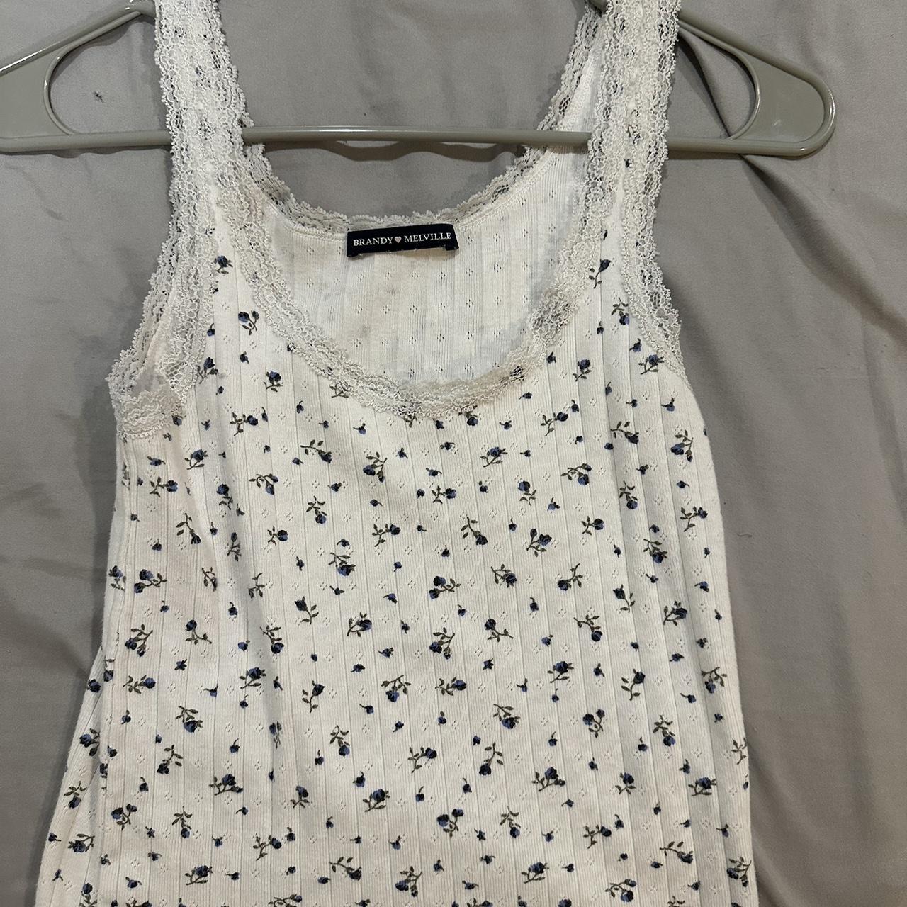 Brandy melville lace floral tank. super cute and... Depop