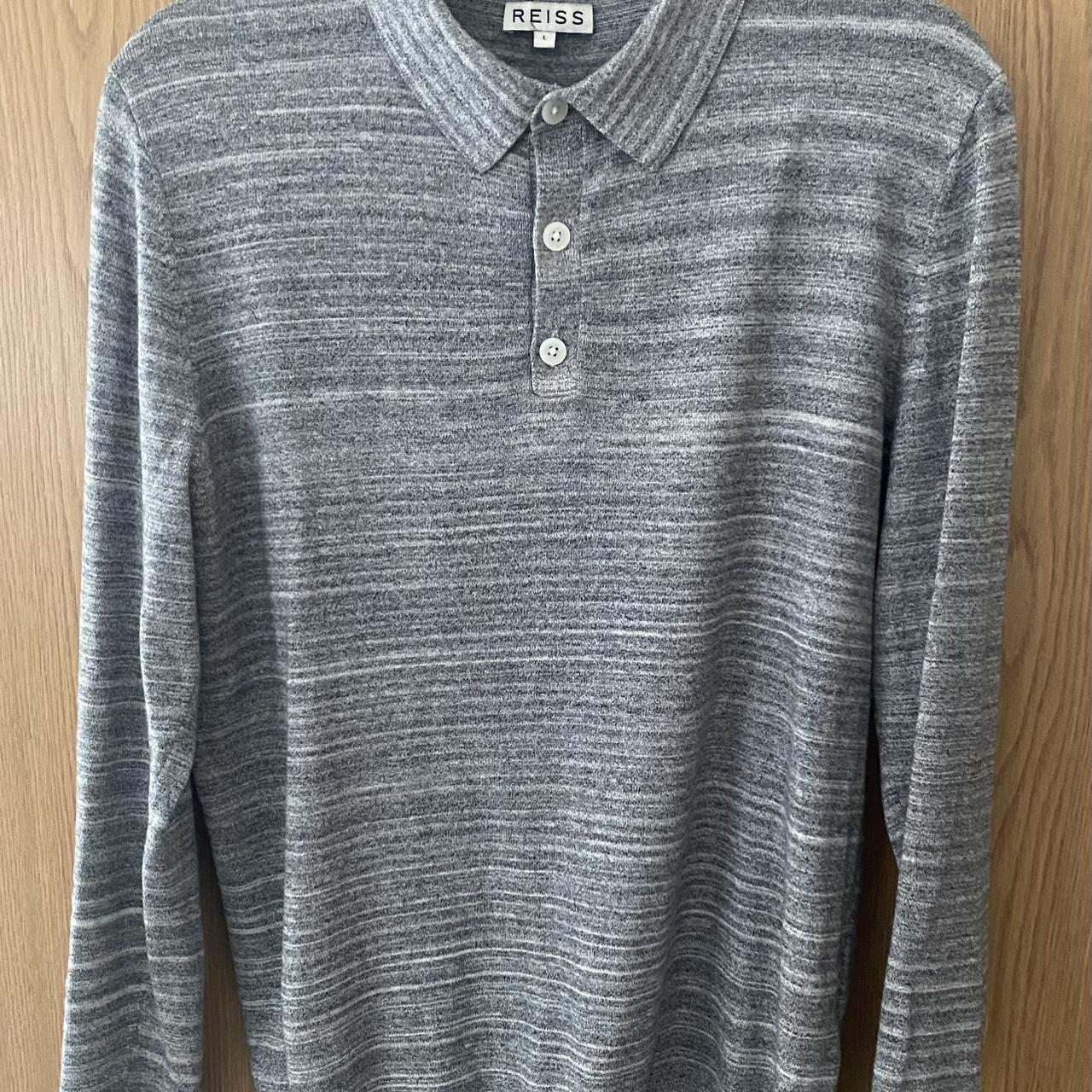 Reiss Men's Grey and Black Polo-shirts | Depop