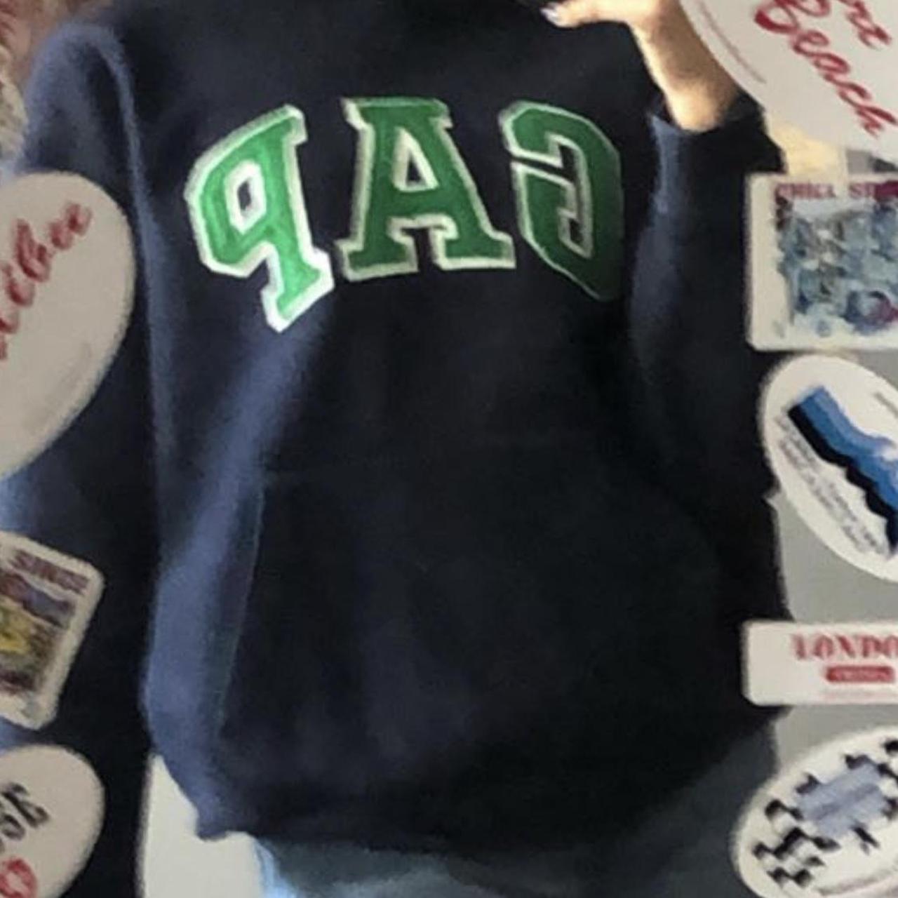 GAP fleece hoodie in navy and green So cute, best... - Depop