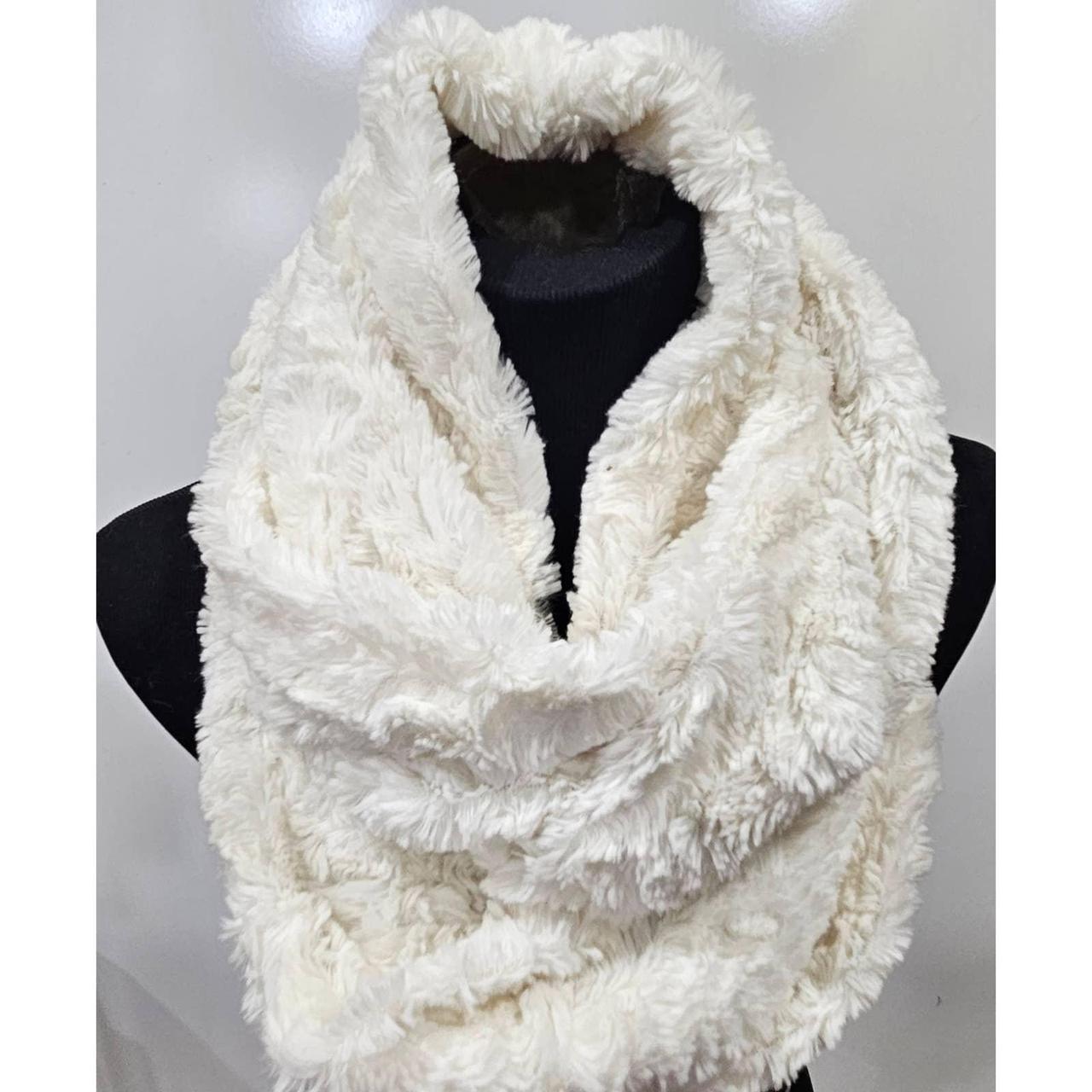 white faux fur infinity scarf