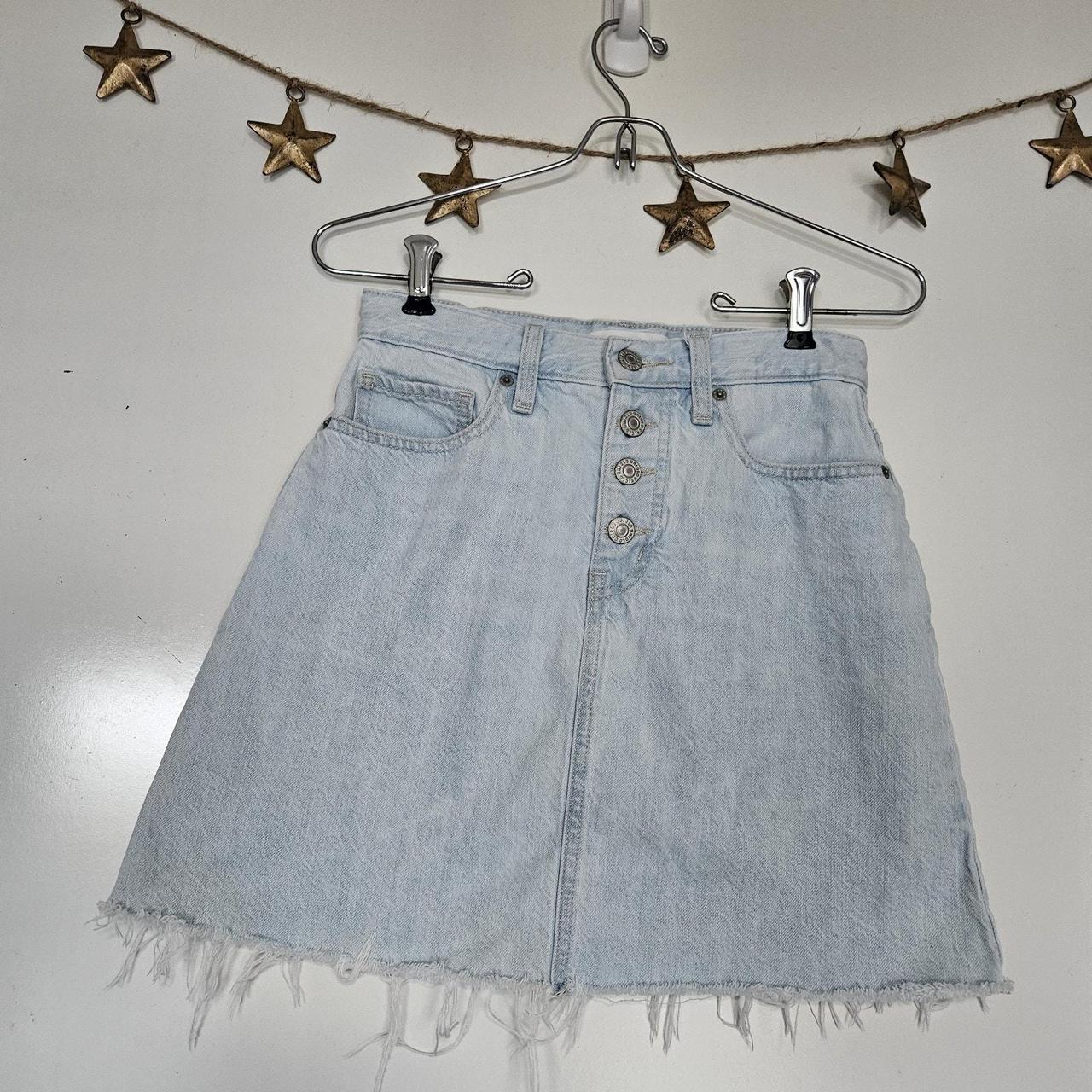 UNIQLO Women's Skirt - Blue - 0 – Uniqlo Womens Size 0 Button Fly Raw …