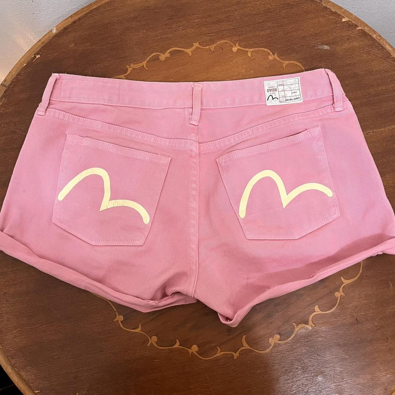 Evisu pink shorts . Have some signs of wear but... - Depop