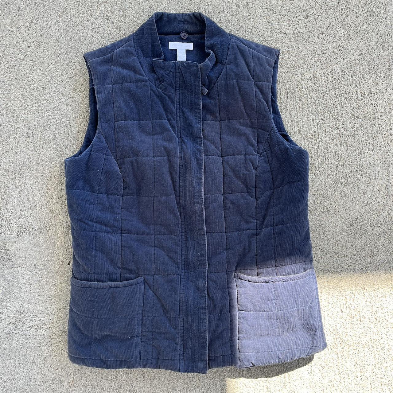 Vintage Corduroy Navy Vest Size Medium Zipper and... - Depop