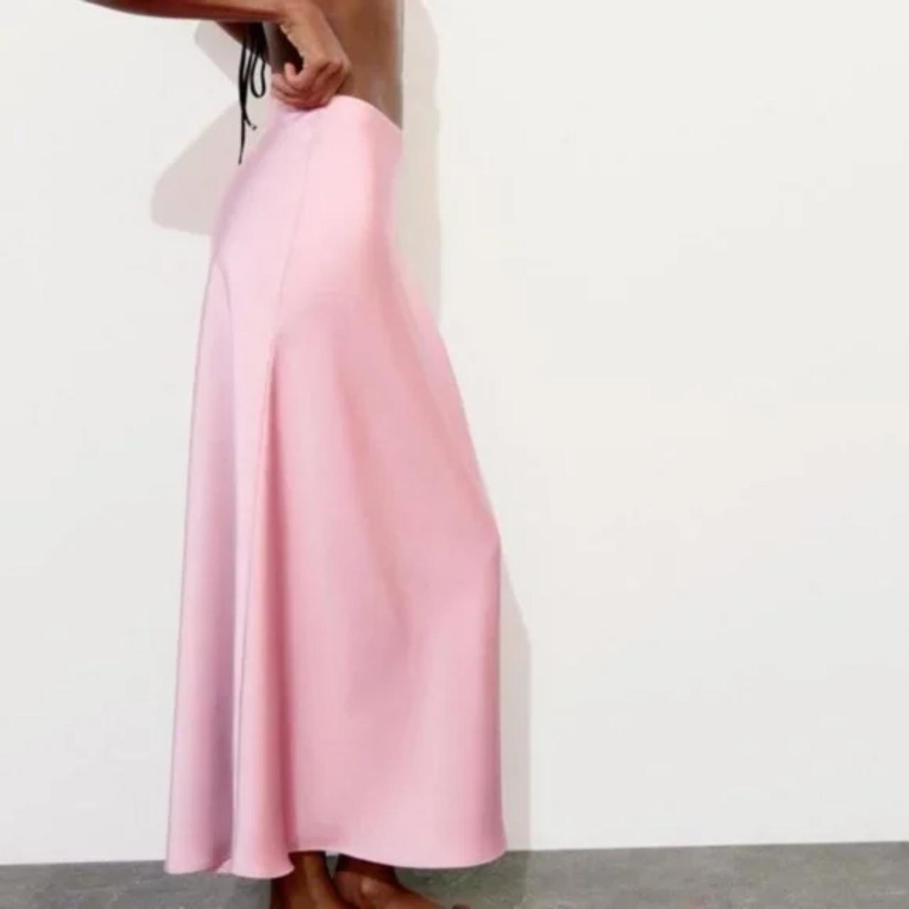 Pink midi skirt zara hotsell