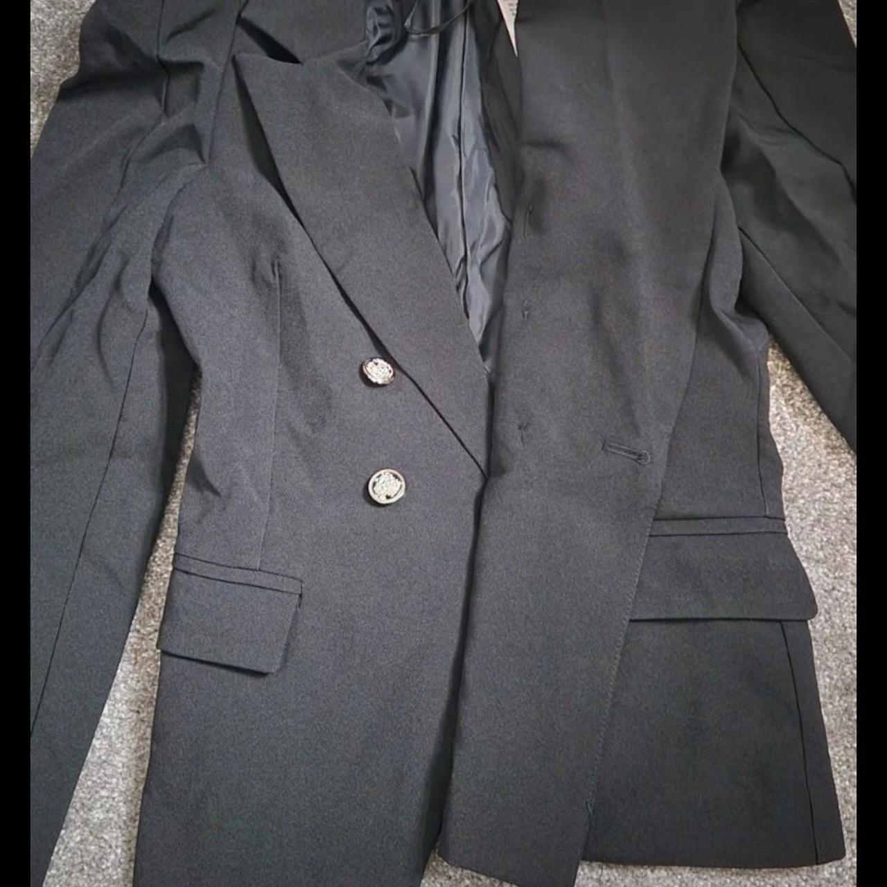 Missguided Black gold button blazer Military style... - Depop