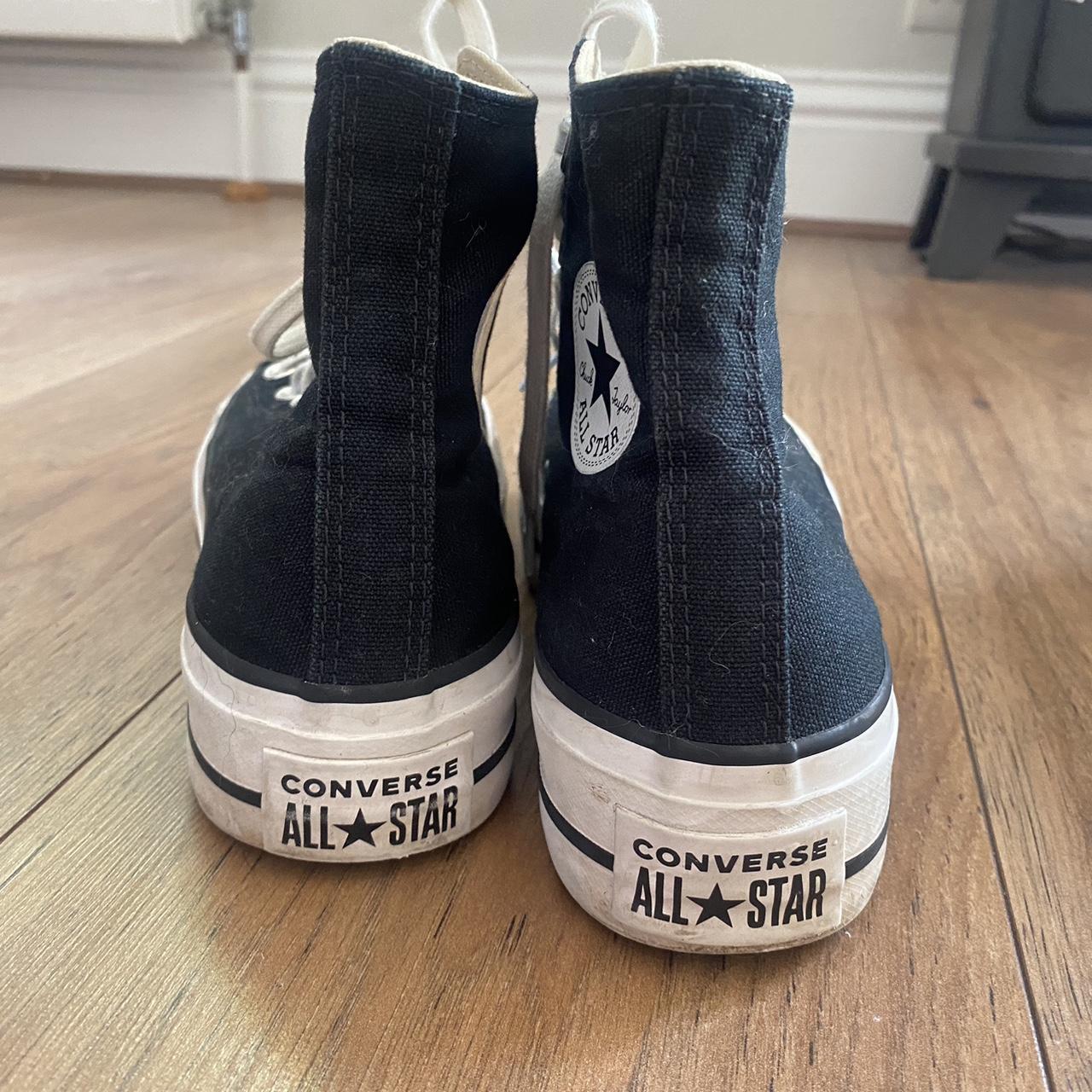 Black And White High Top Platform Converse, Size - Depop