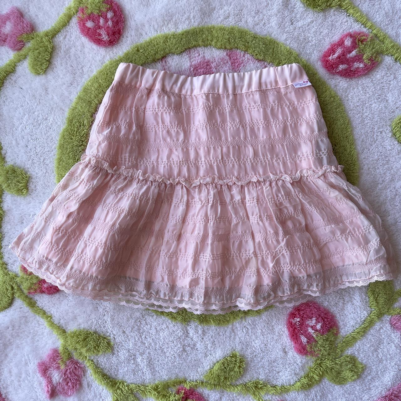 mezzo piano light pink ruffled skirt size... - Depop
