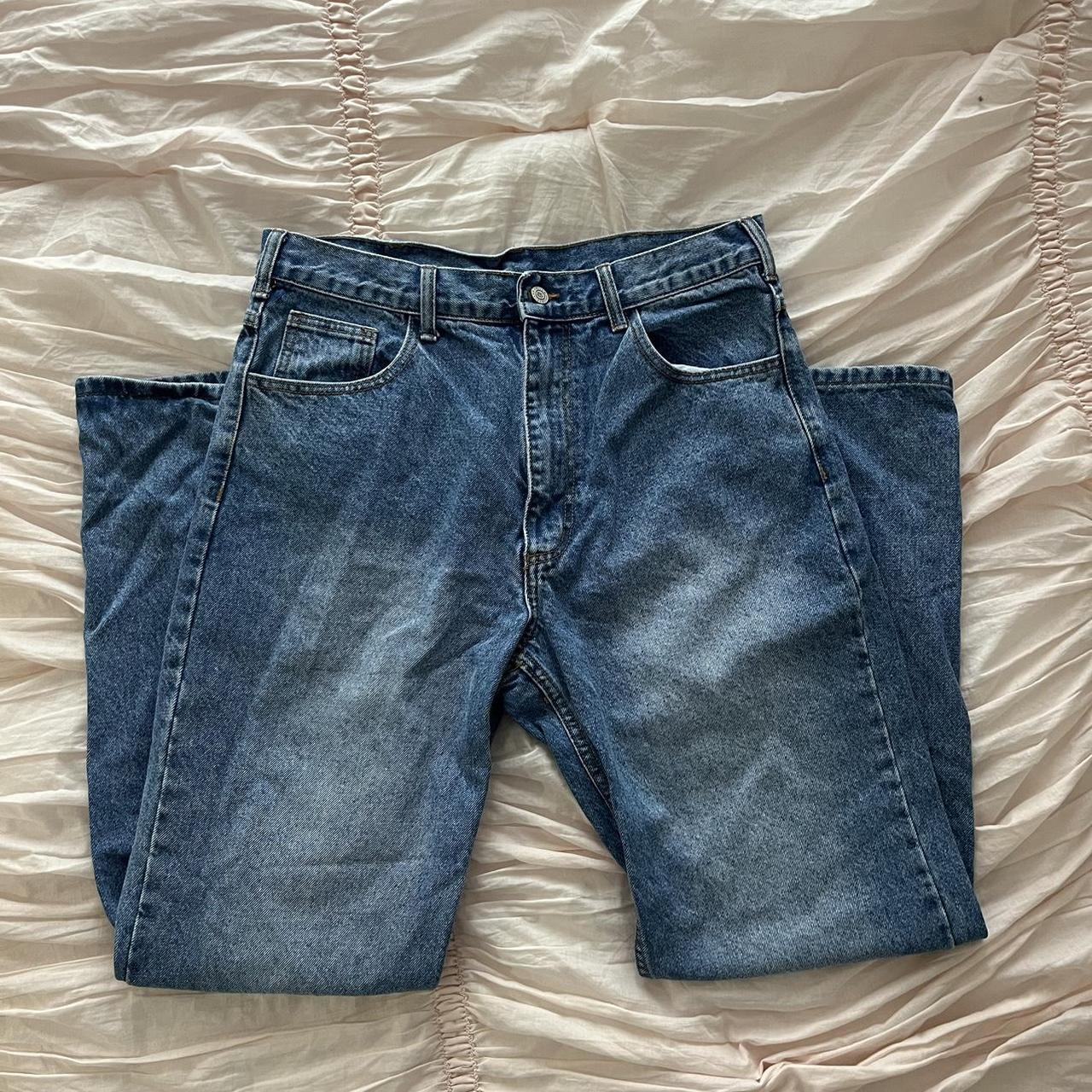 Brandy Melville yellow rat bastard baggy medium wash... Depop