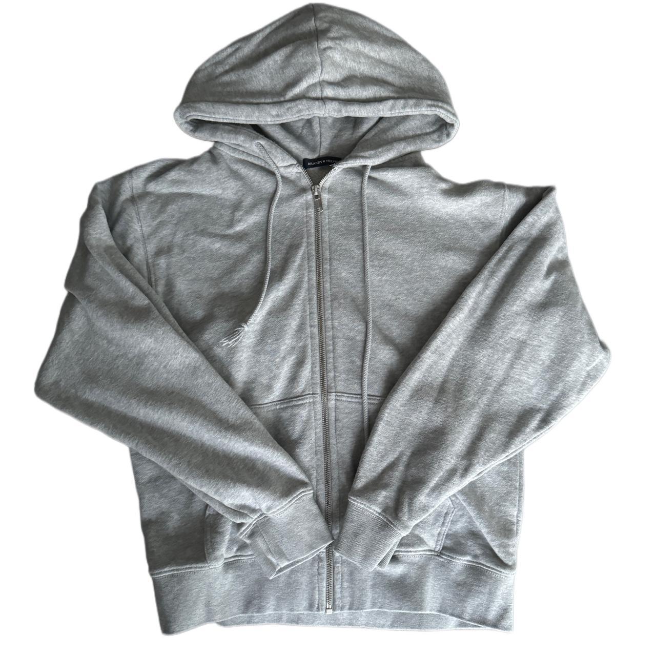 brandy melville grey christy zipup hoodie (also - Depop
