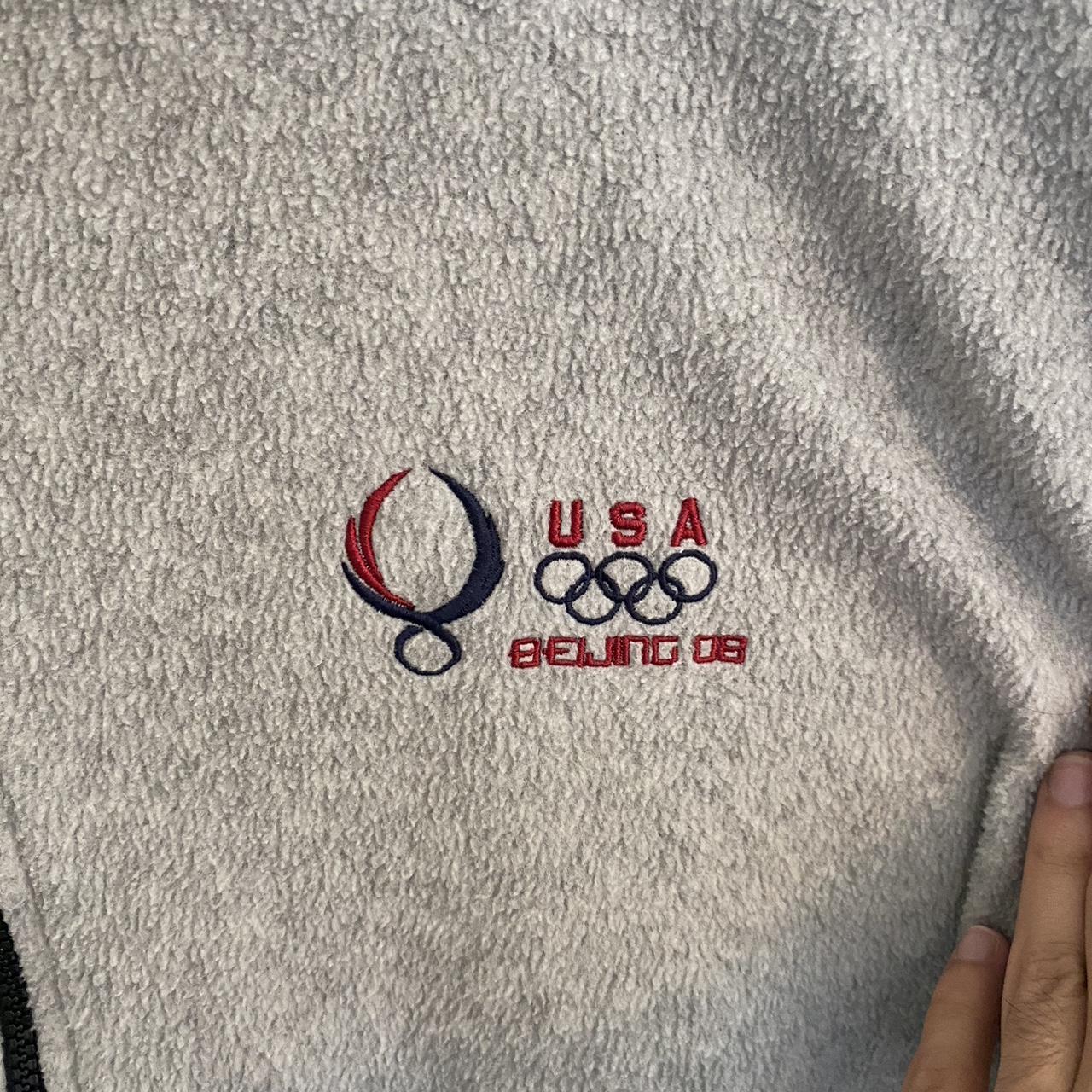 Large Grey USA Olympic 2008 fleece jacket made in usa | Depop