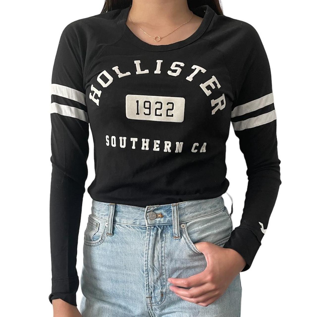 HOLLISTER black and white long sleeve top in size - Depop
