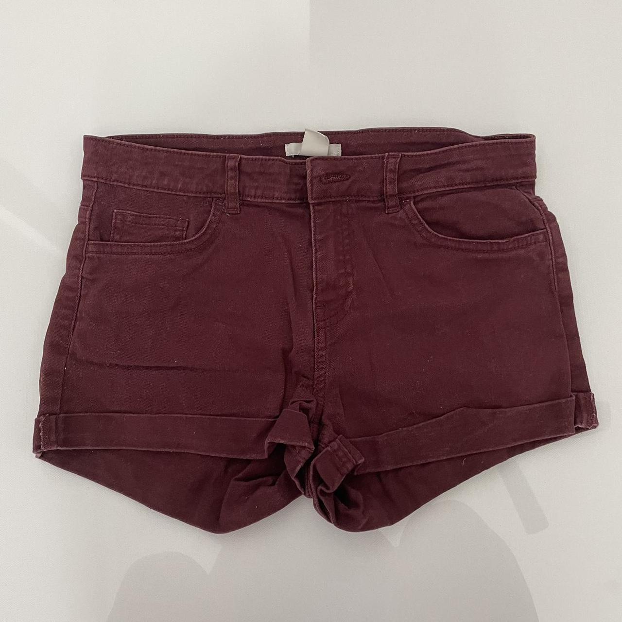 Burgundy jean shorts best sale