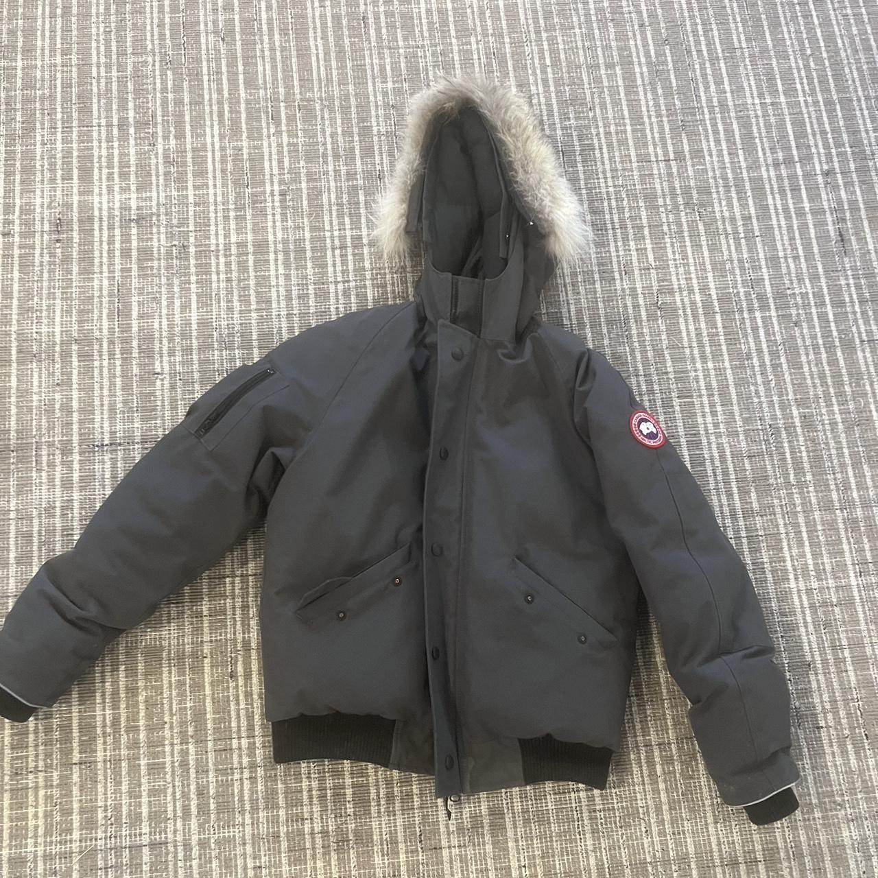 Canada Goose Cropped Grey Bomber Coat With Fur Kids... - Depop