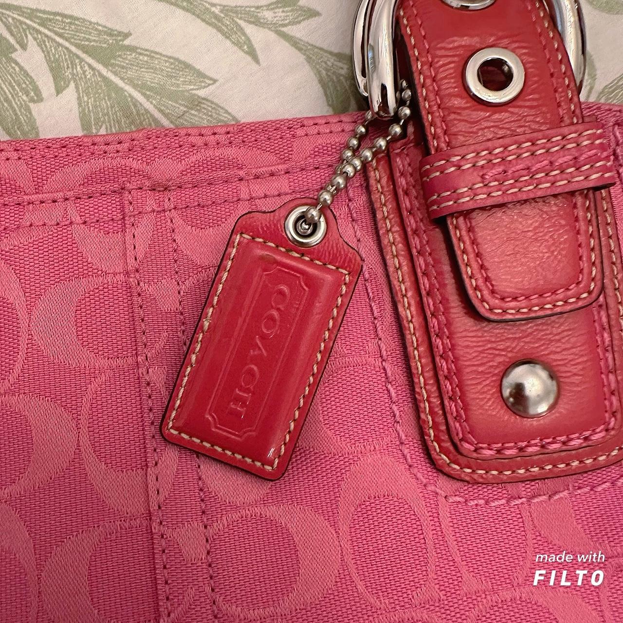 Coach Penny Legacy Perforated Crossbody Coral Pink - Depop