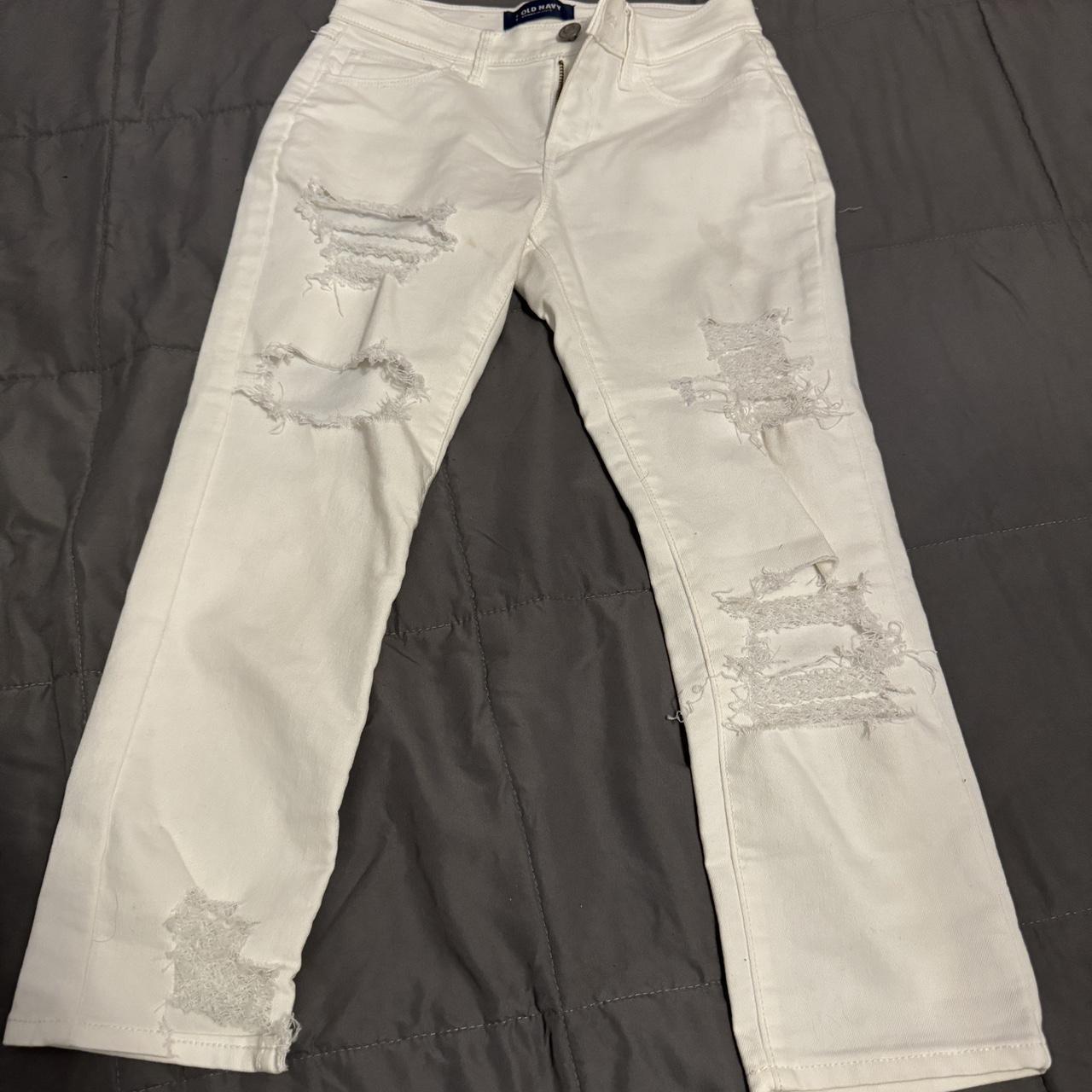 HOT Womens Jeans Old Navy White Distressed Jeans Old Navy