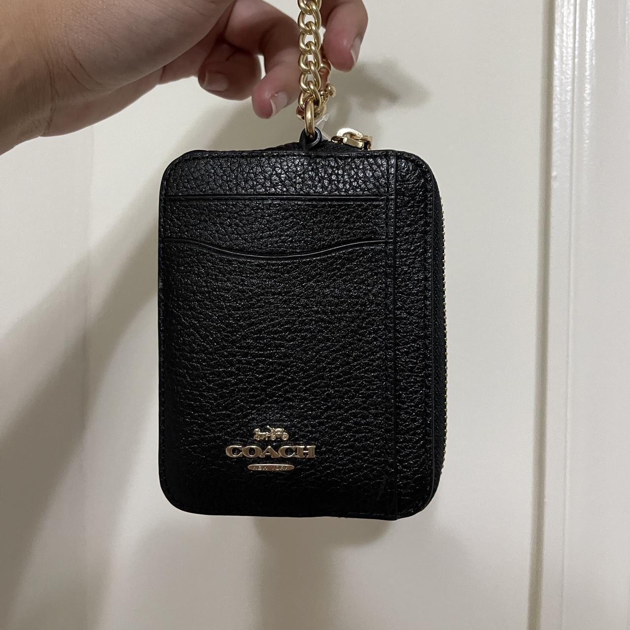 Coach Leather Zip Card Case - Black