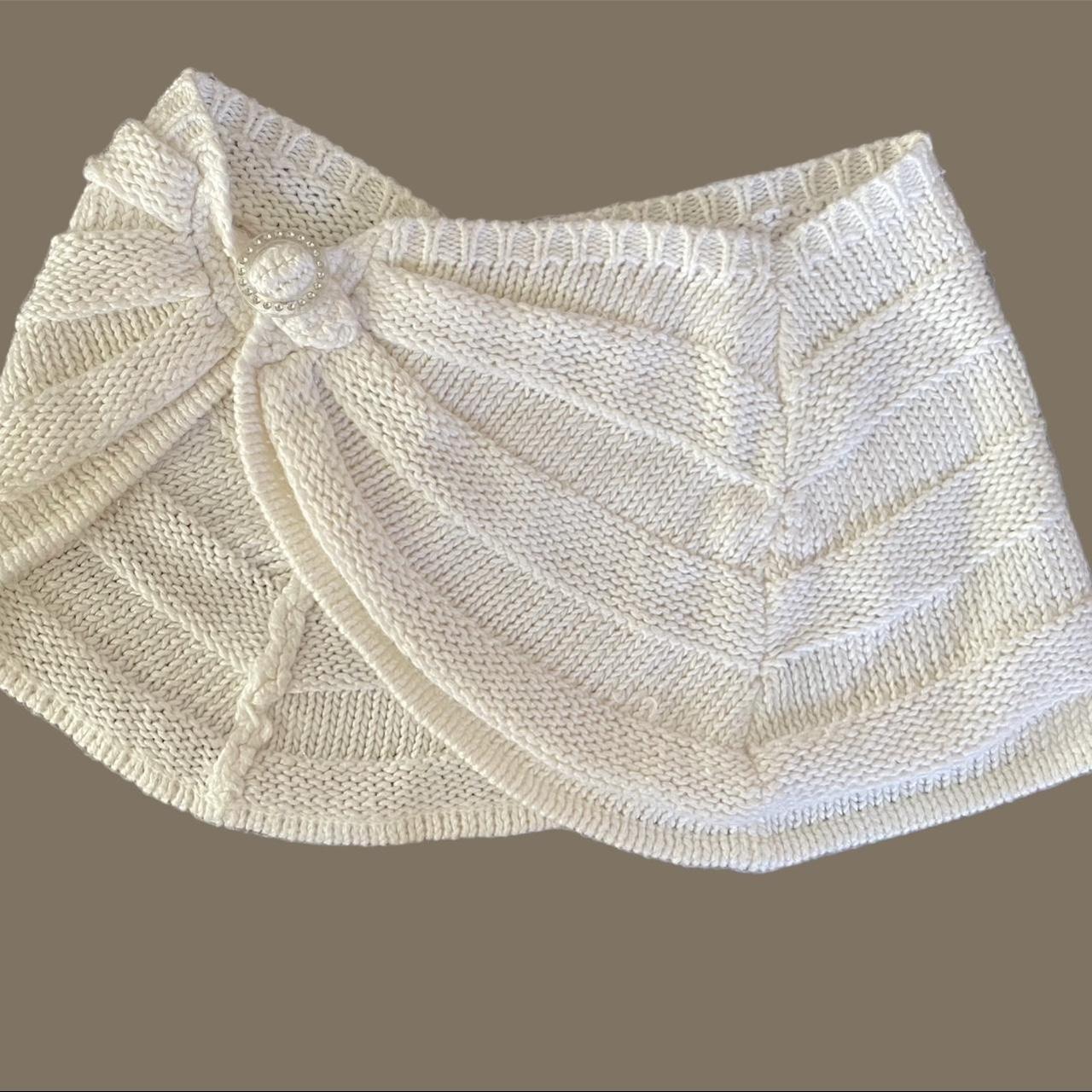Crochet white mini beach cover up or shawl with... - Depop