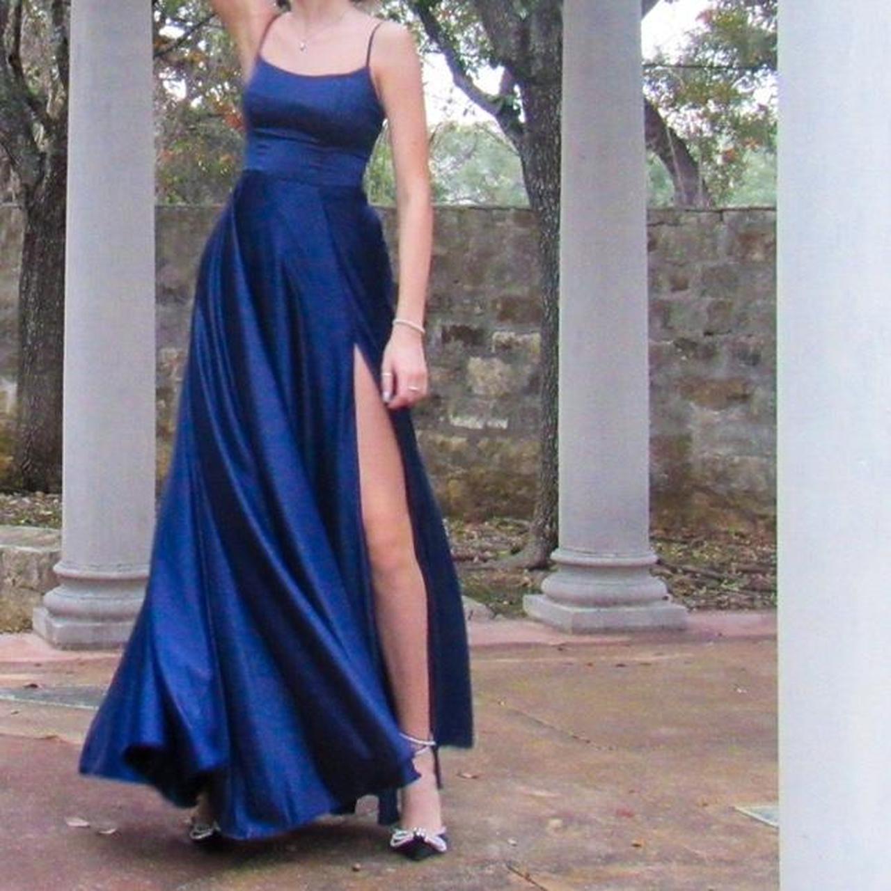 Dillards a-line blue formal dress prom/ formal... - Depop