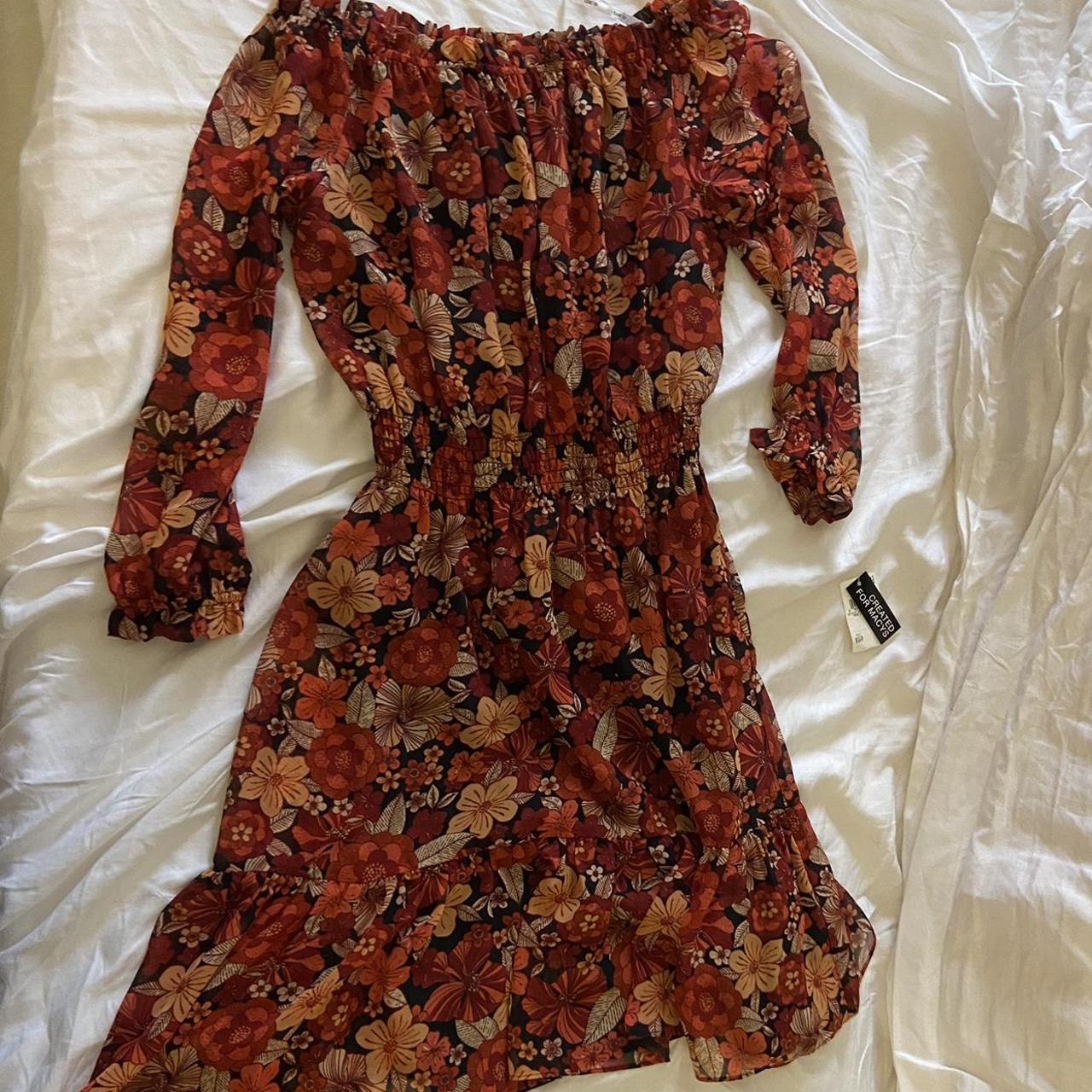 Macy's red floral hot sale dress