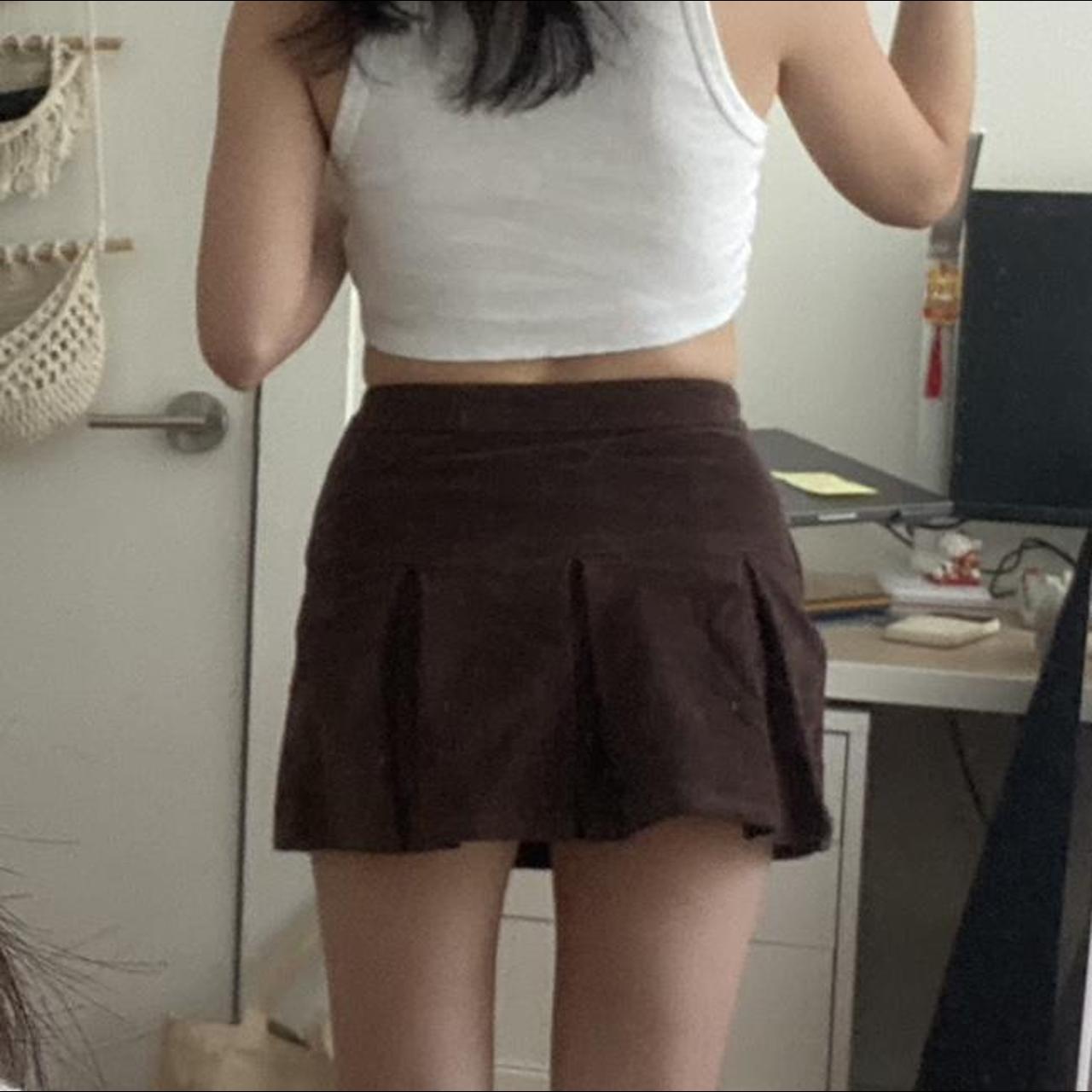 Brown Curduroy pleated mini skirt from cotton on - Depop