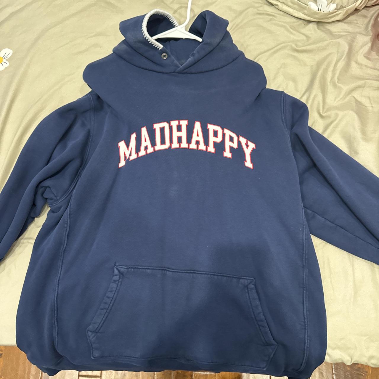 Madhappy classics cropped fleece hoodie in oatmeal, | Depop