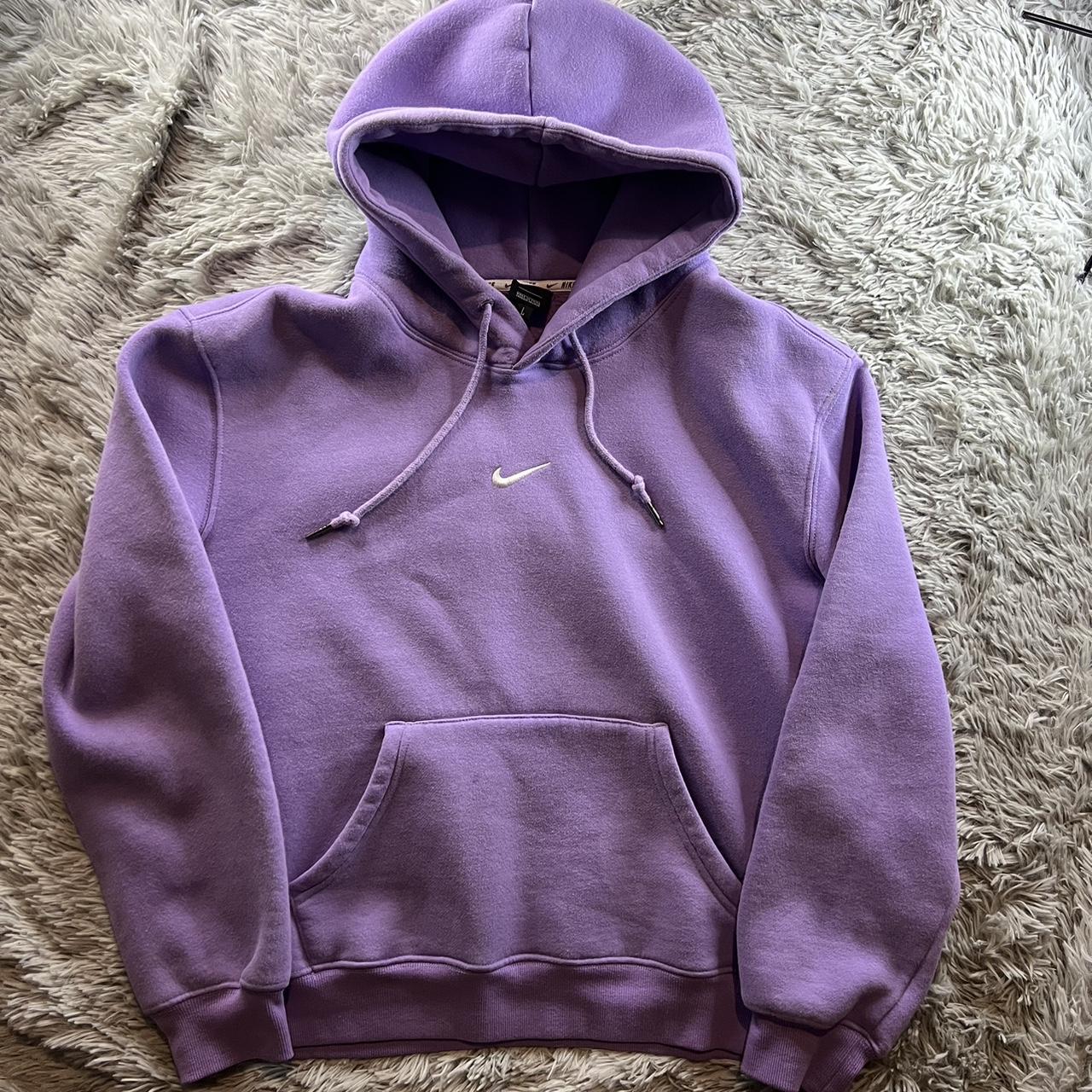 Lilac center swoosh nike hoodie great condition dm... - Depop