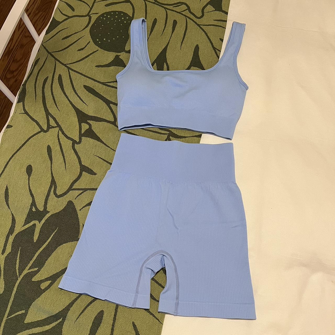 Blue Workout Set
 Blue workout set Super thick and nice ribbed Depop