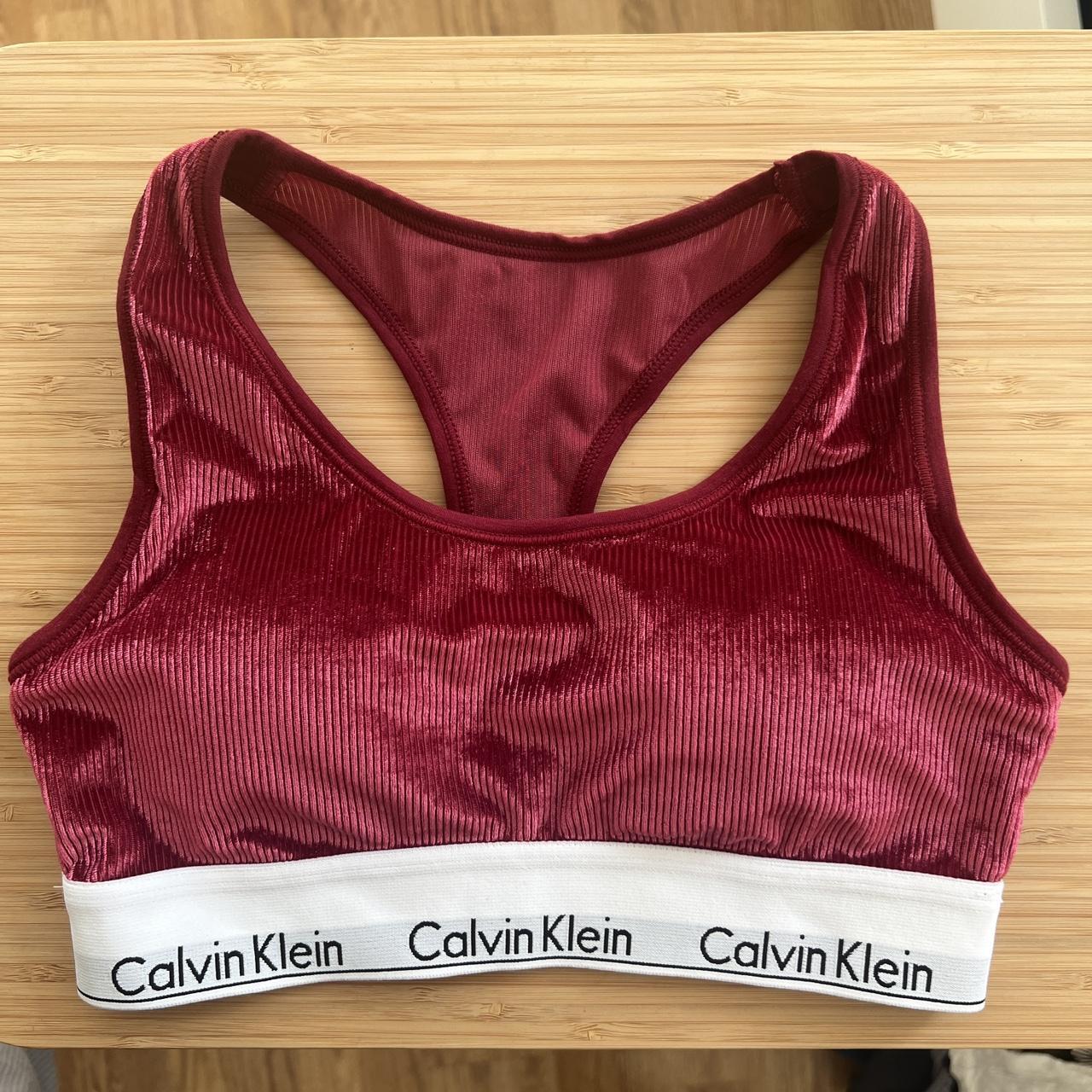 Calvin Klein Women's Red and Burgundy Bra Depop