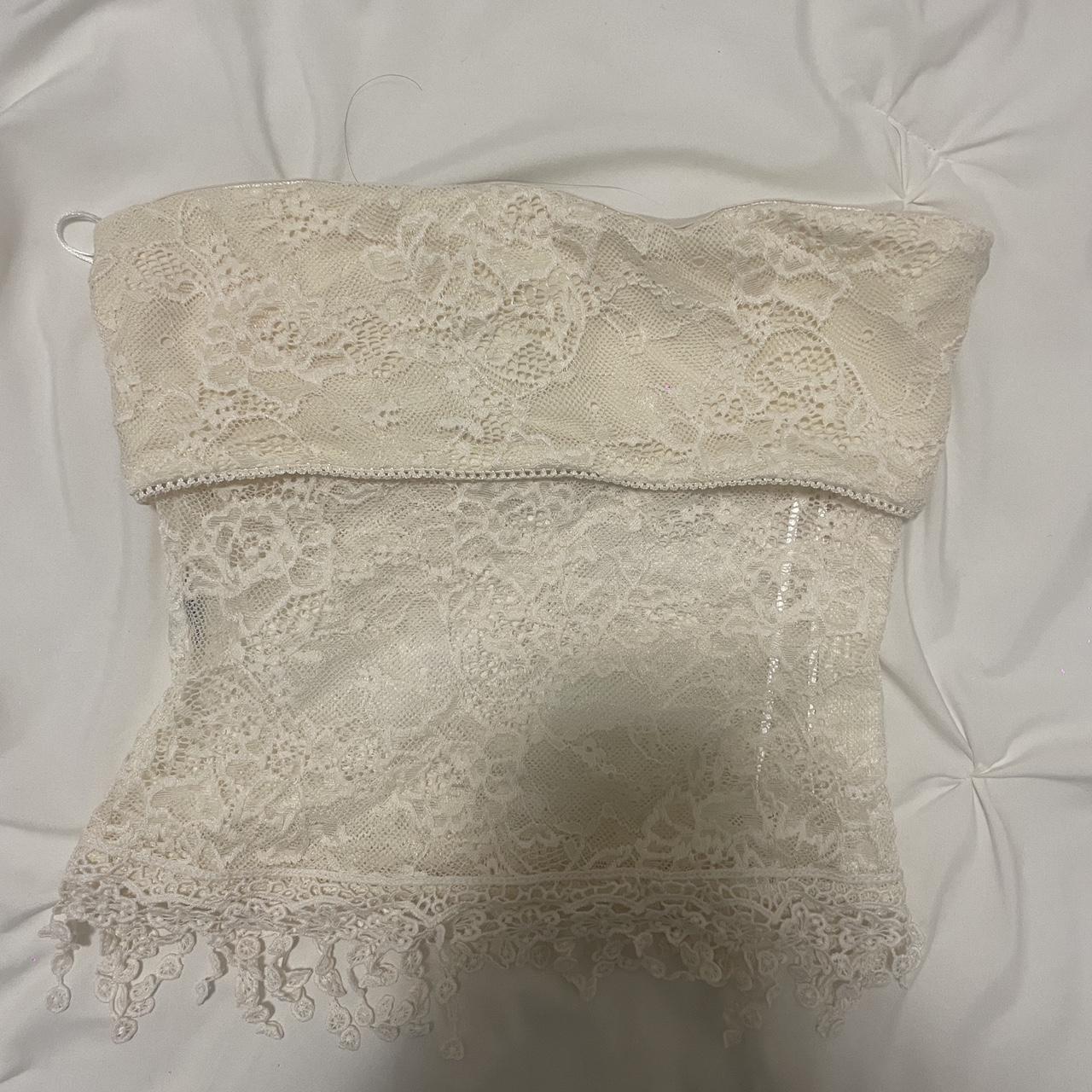 Princess Polly Zuleta Lace Strapless Top Cream size... - Depop