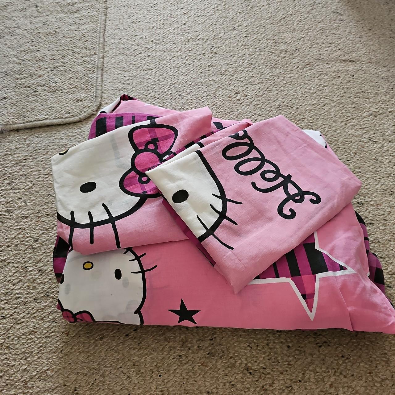 Hello Kitty, y2k double bed doona cover and 2 pillow... Depop