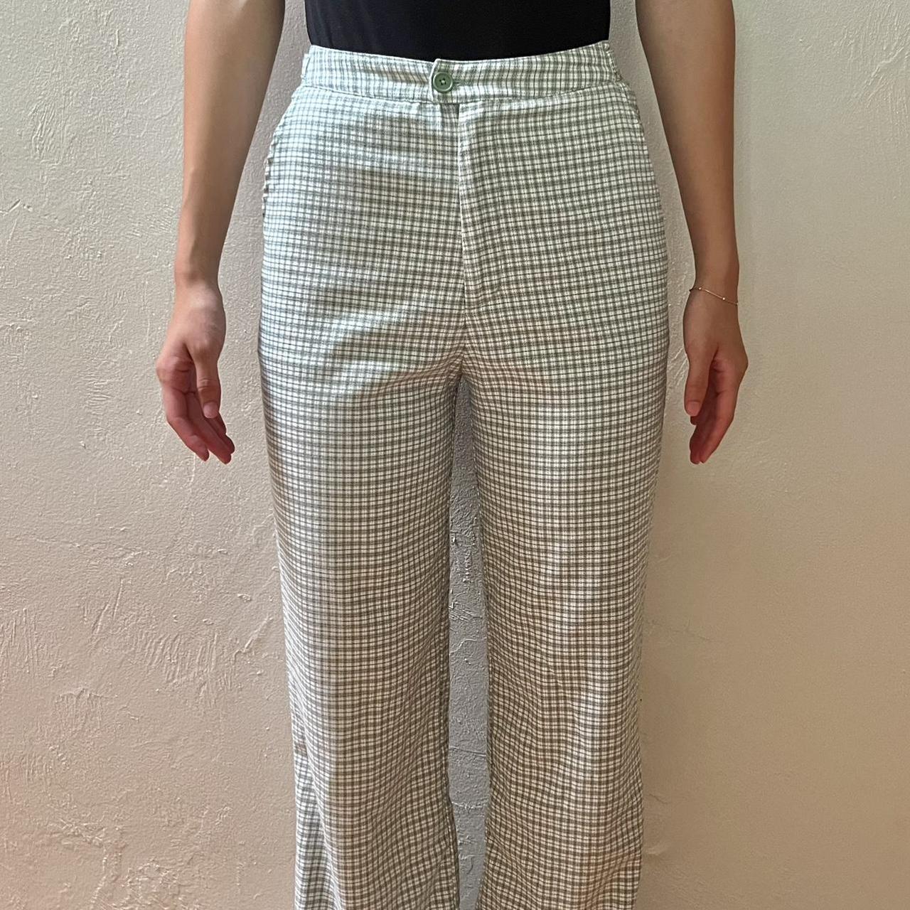 brandy melville green checkered pants, nice