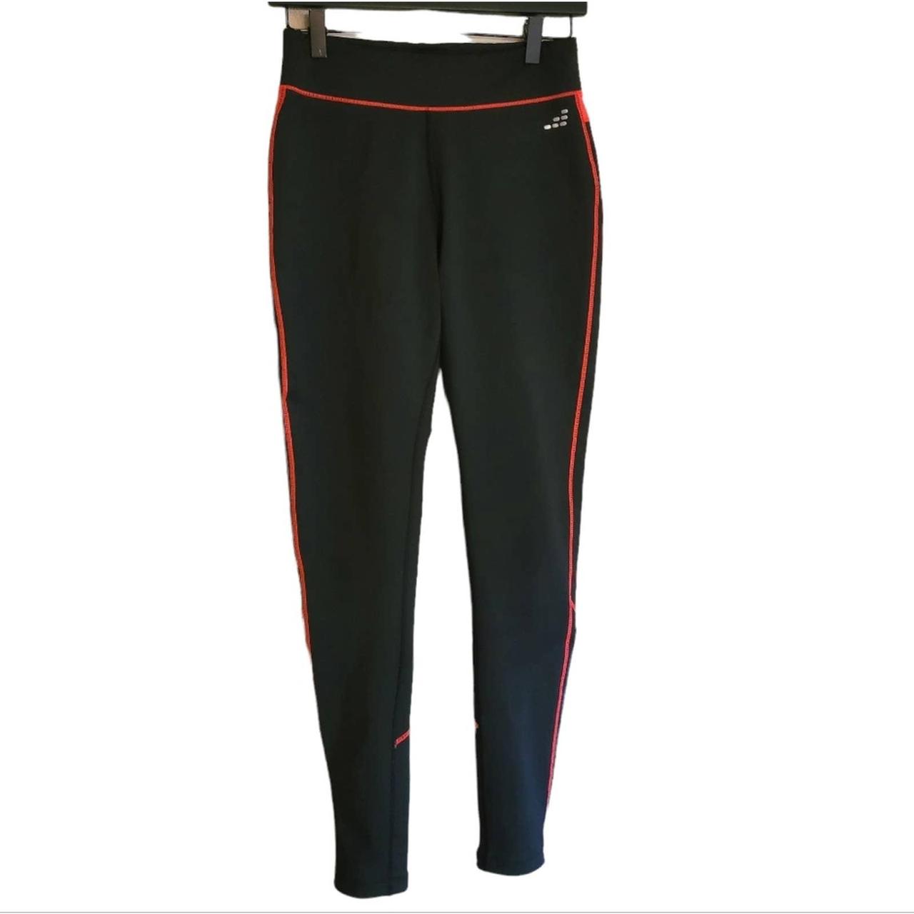 BCG Women's black athletic leggings pink trim long - Depop