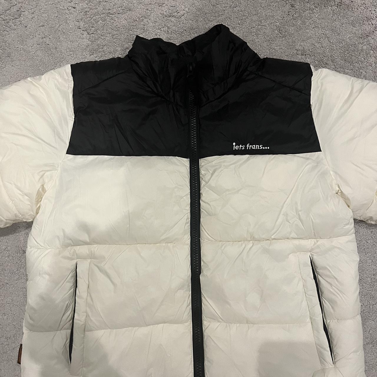 Iets Frans Black and White Puffer Jacket - Depop