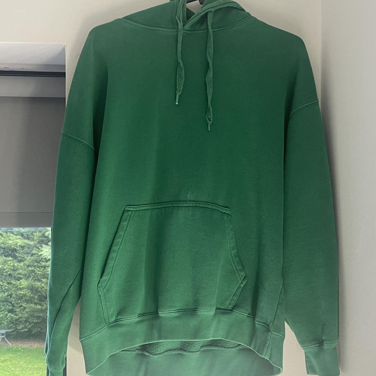 GREEN PULL AND BEAR HOODIE women’s XS but oversized... - Depop